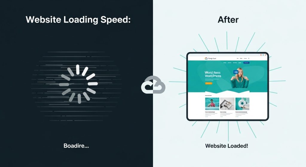 구글 클라우드 적용 전후 워드프레스 웹사이트 로딩 속도 비교