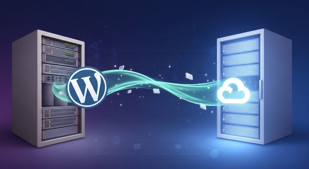 기존 워드프레스 사이트를 구글 클라우드로 간편하게 이전하는 모습