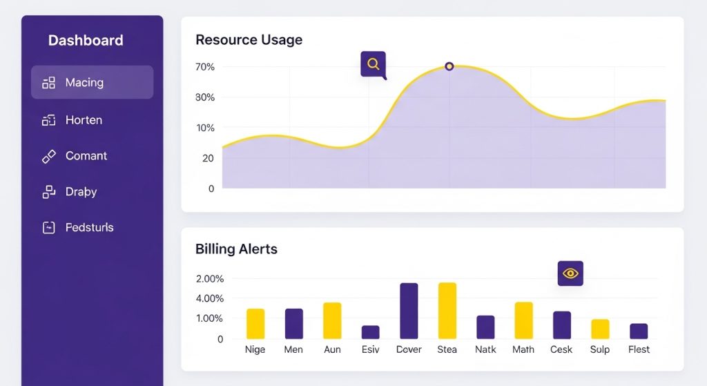 구글 클라우드 빌링 대시보드에서 리소스 사용량과 예산을 모니터링하는 화면.