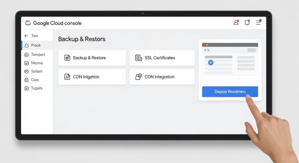 구글 클라우드에서 워드프레스 설치 및 주요 기능을 쉽게 관리하는 콘솔 화면