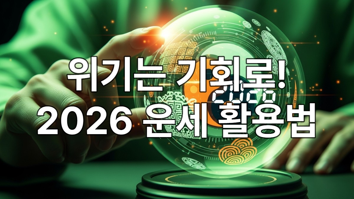 2026년 토정비결을 현대적으로 재해석한 이미지. 홀로그램 구슬에 전통 문양과 '2026' 숫자가 조화롭게 빛나며, 현명한 미래 설계를 암시합니다.