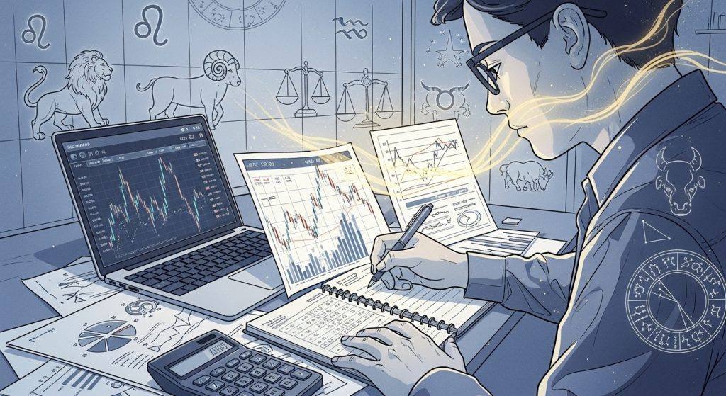 재정 차트와 그래프를 꼼꼼히 살펴보며 미래를 계획하는 사람