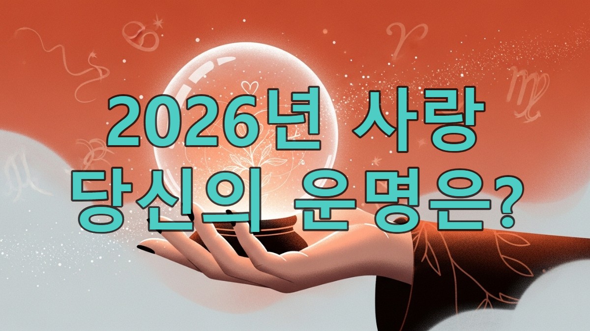 수정구슬 속 2026년 애정운의 희망찬 미래를 보여주는 몽환적인 이미지