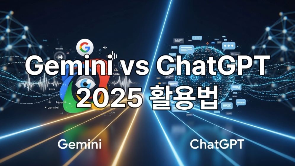2025년 AI 시장을 대표하는 구글 제미나이와 오픈AI 챗GPT의 상징적 비교 이미지.