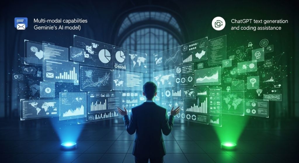 데이터 분석과 의사 결정을 지원하는 AI, 비즈니스 환경에서의 제미나이와 챗GPT 활용.