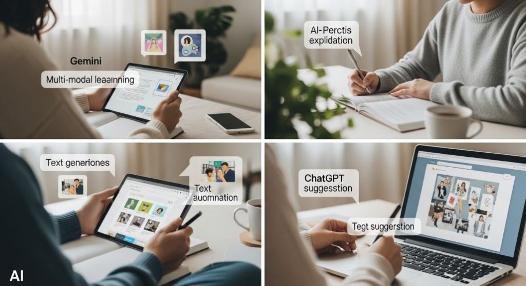 일상생활 속 AI 활용, 학습, 창의 활동을 돕는 제미나이와 챗GPT.