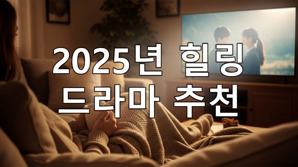 포근한 담요 속에서 따뜻한 차를 마시며 힐링 드라마를 시청하는 사람의 모습. 편안하고 아늑한 분위기가 마음의 위안을 상징합니다.