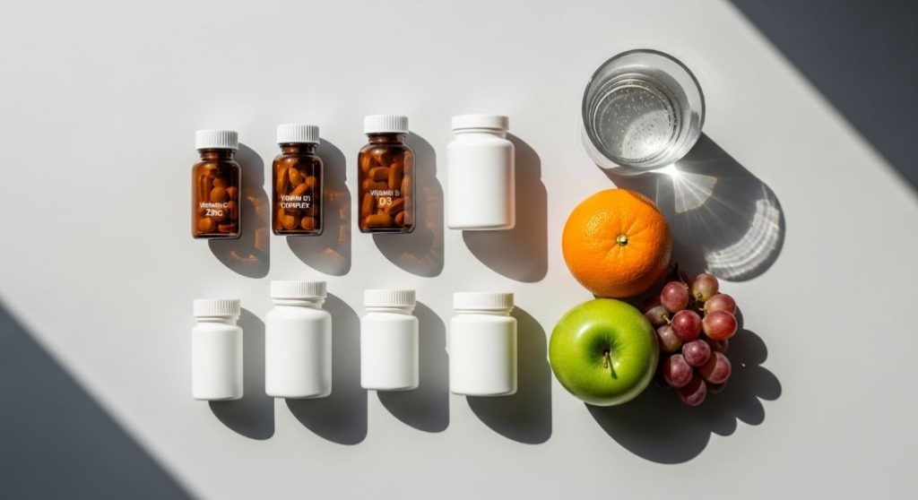 개인에게 필요한 영양제를 현명하게 선택하여 섭취하는 모습.